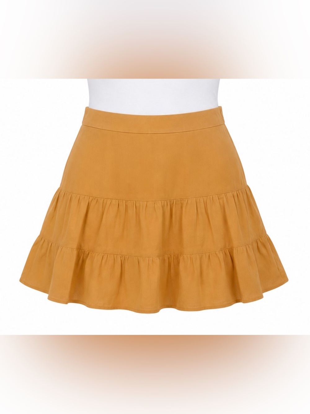 GAP 100% Linen Tiered Ruffle Mini Skirt Peach Cotton Lined Y2K Vintage Size 4